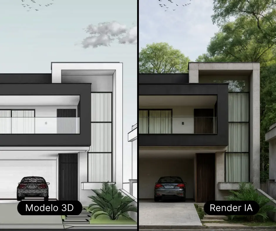 Render de casa modelo 3D Render de casa modelo 3D