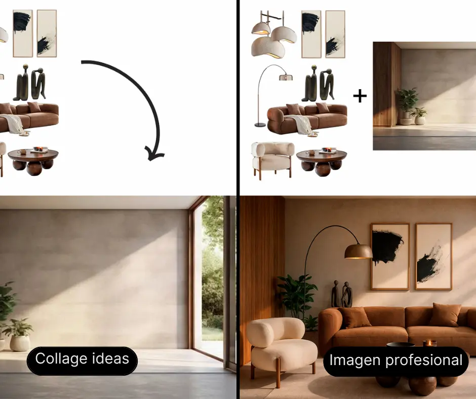 Render de collage de ideas modelo 3D Render de collage de ideas modelo 3D